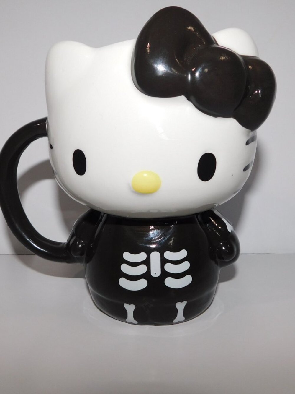 Sanrio Hello Kitty Black White Skeleton Mug Silver Buffalo Halloween *READ